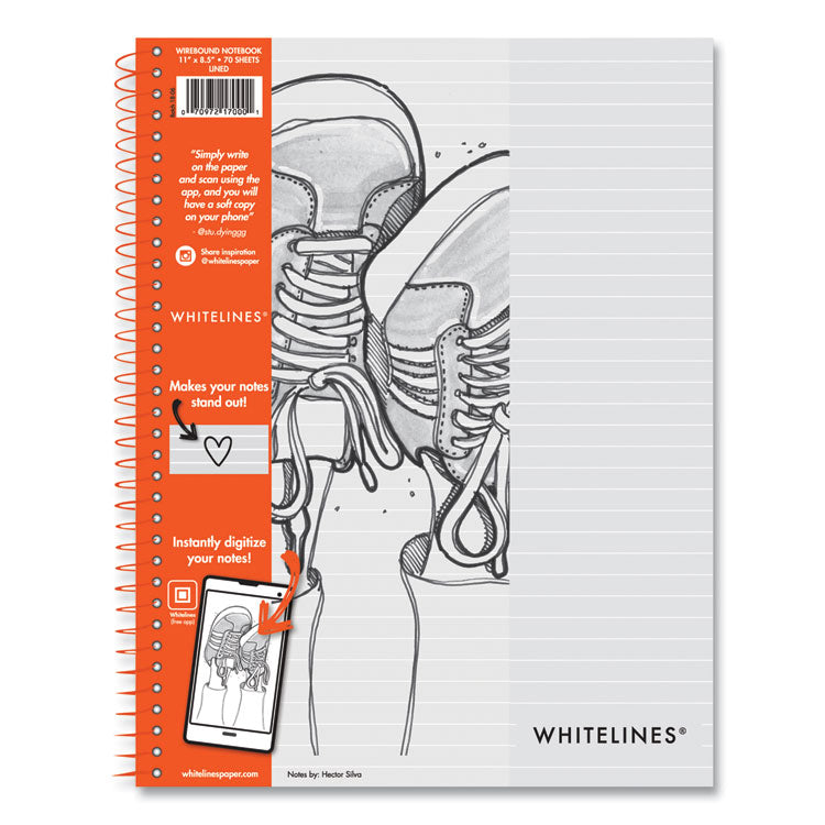 Roaring Spring® Whitelines Notebook, Medium/College Rule, Gray/Orange Cover, (70) 8.5 x 11 Sheets, 12/Carton (ROA17000CS) Case of 12
