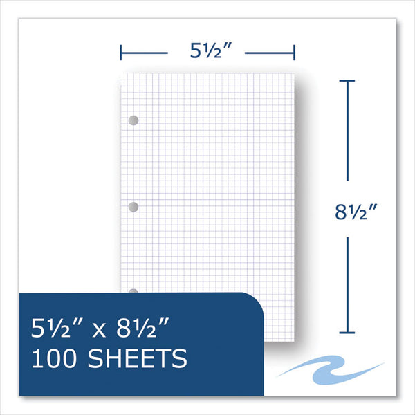Roaring Spring® Graph Filler Paper, 3-Hole, Quadrille: 5 sq in, (100) 8.5 x 5.5 Sheets, 48/Carton, Ships in 4-6 Business Days (ROA20815CS) Case of 48