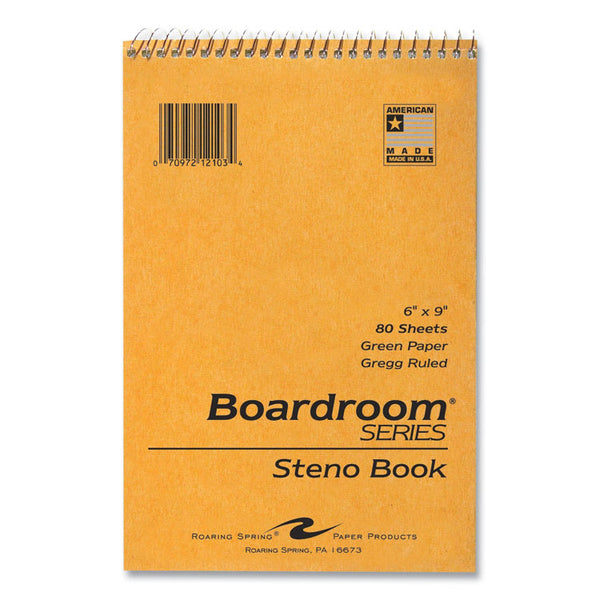 Roaring Spring® Boardroom Series Steno Pad, Gregg Ruled, Brown Cover, 80 Green 6 x 9 Sheets, 72 Pads/Carton, Ships in 4-6 Business Days (ROA12103CS)
