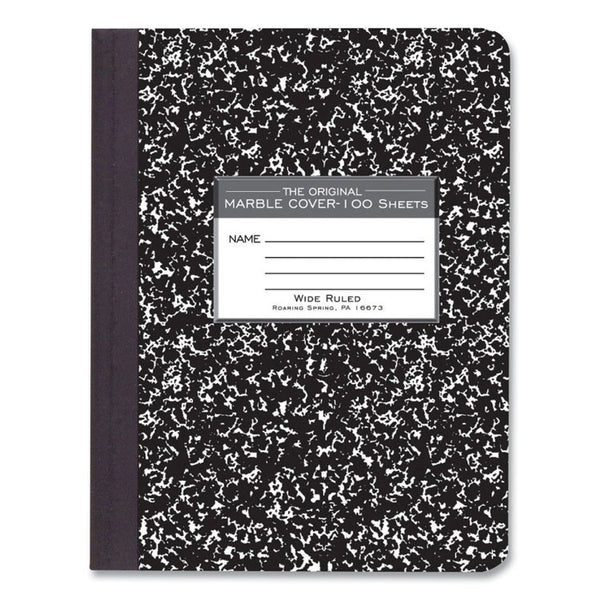 Roaring Spring® Hardcover Marble Composition Book, Wide/Legal Rule, Black Marble Cover, (100) 9.75 x 7.5 Sheet, 12/CT, Ships in 4-6 Bus Days (ROA77231CS)