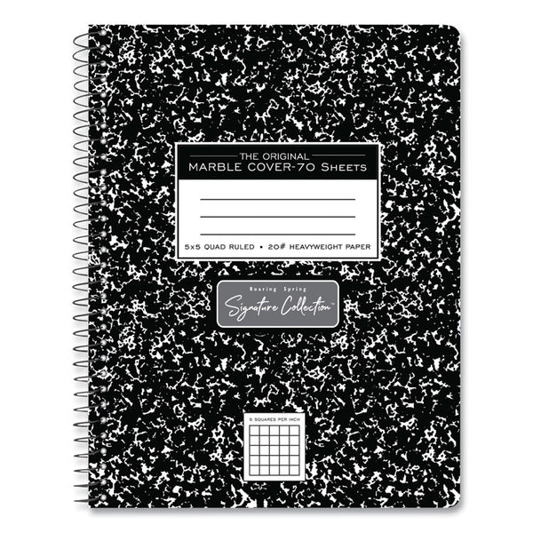 Roaring Spring® Spring Signature Composition Book, Quad 5 sq/in Rule, Black Marble Cover, (70) 9.75 x 7.5 Sheet, 24/CT, Ships in 4-6 Bus Days (ROA10113CS)