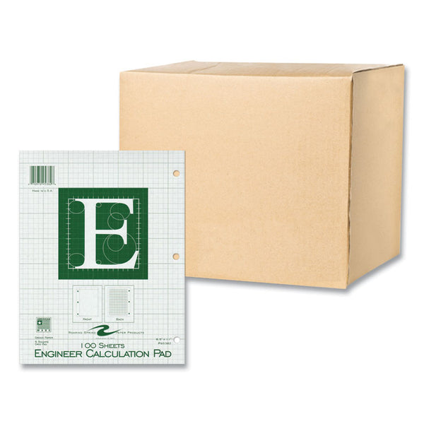 Roaring Spring® Engineer Pad, (0.5" Margins), Quad Rule (5 sq/in, 1 sq/in) 100 Lt Green 8.5x11 Sheets/Pad, 24/CT, Ships in 4-6 Business Days (ROA95382CS)