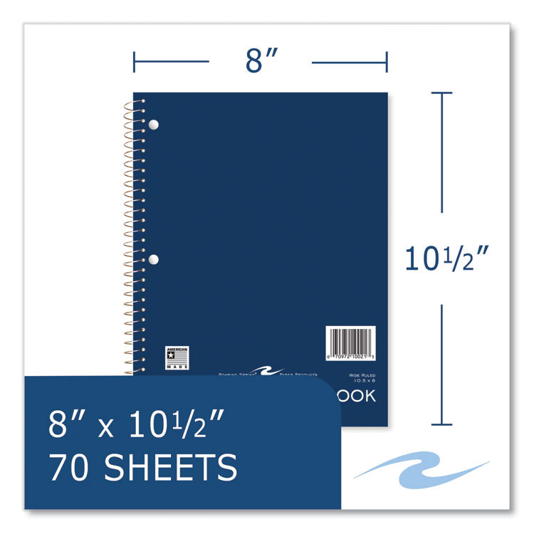 Roaring Spring® Subject Wirebound Promo Notebook, 1-Subject, Wide/Legal Rule, Asst Cover, (70) 10.5x8 Sheets, 24/CT, Ships in 4-6 Bus Days (ROA10021CS) Case of 24