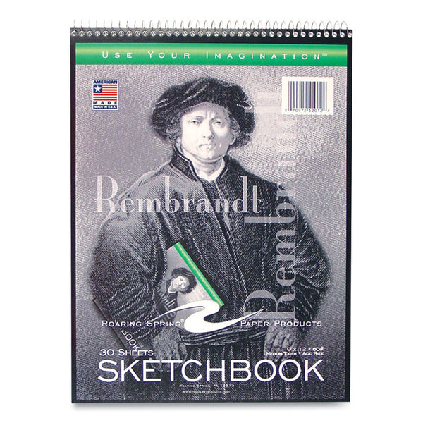 Roaring Spring® Sketch Book, 60-lb Drawing Paper Stock, Rembrandt Photography Cover, (30) 9 x 12 Sheets,12/Carton (ROA52112CS) Case of 12