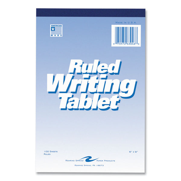 Roaring Spring® Writing Tablet, Wide/Legal Rule, 100 White 6 x 9 Sheets, 48/Carton, Ships in 4-6 Business Days (ROA63046CS)