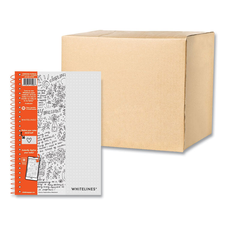 Roaring Spring® Whitelines Notebook, Dot Rule (5 mm), Gray/Orange Cover, (70) 8.25 x 5.75 Sheets, 12/Carton (ROA17006CS) Case of 12