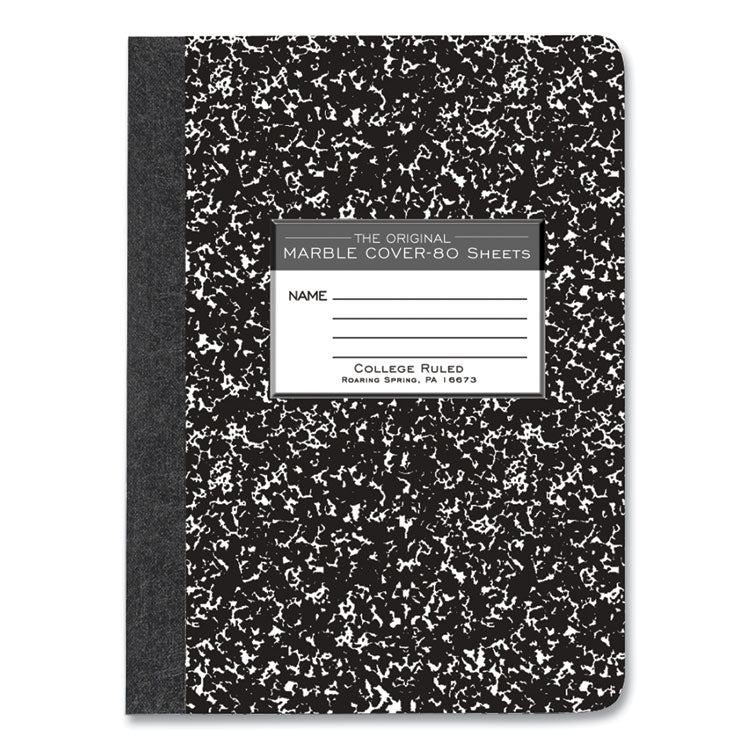 Roaring Spring® Hardcover Marble Composition Book, Med/College Rule, Black Marble Cover, (80) 9.75 x 7.5 Sheet, 48/CT, Ships in 4-6 Bus Days (ROA77226CS)