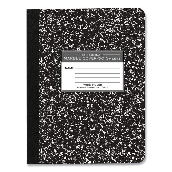 Roaring Spring® Hardcover Marble Composition Book, Wide/Legal Rule, Black Marble Cover, (50) 9.75 x 7.5 Sheet, 48/CT, Ships in 4-6 Bus Days (ROA77220CS)