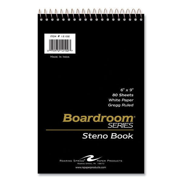 Roaring Spring® Boardroom Series Steno Pad, Gregg Rule, Brown Cover, 80 White 6 x 9 Sheets, 72 Pads/Carton, Ships in 4-6 Business Days (ROA12102CS)