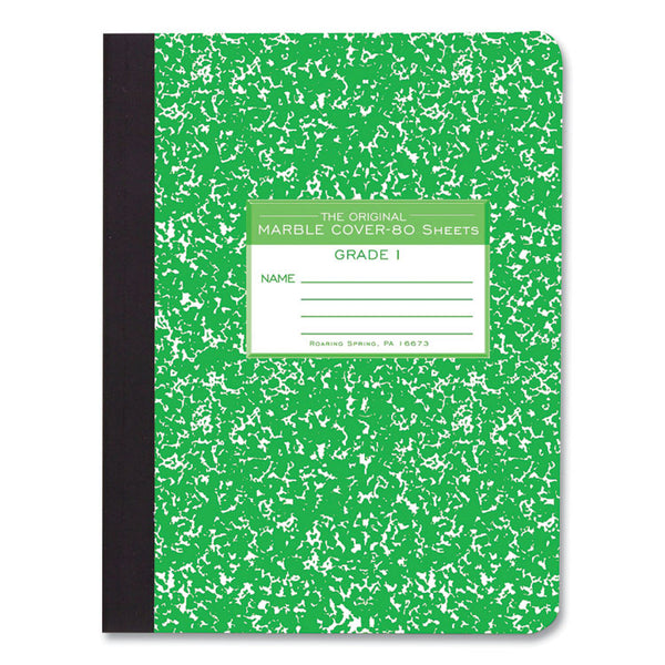 Roaring Spring® Ruled Composition Book, Grade 1 Manuscript Format, Green Marble Cover, (80) 9.75 x 7.5 Sheet, 48/CT, Ships in 4-6 Bus Days (ROA97225CS)