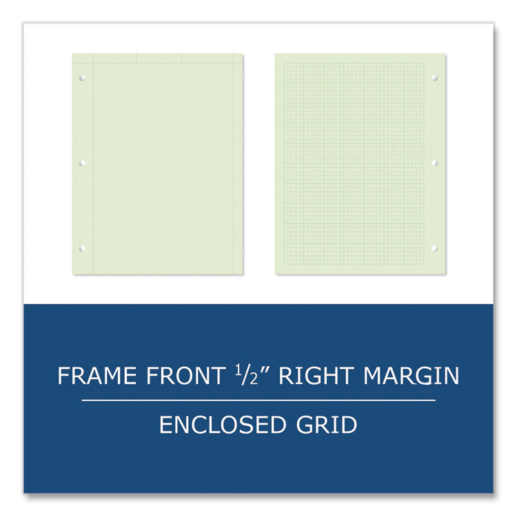 Roaring Spring® Engineer Pad, (0.5" Margins), Quad Rule (5 sq/in, 1 sq/in) 100 Lt Green 8.5x11 Sheets/Pad, 24/CT, Ships in 4-6 Business Days (ROA95382CS) Case of 24