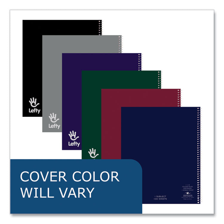 Roaring Spring® Lefty Notebook, 1 Subject, College Rule, Randomly Asst Cover Color, (100) 11 x 9 Sheets.  24/CT, Ships in 4-6 Business Days (ROA13503CS) Case of 24