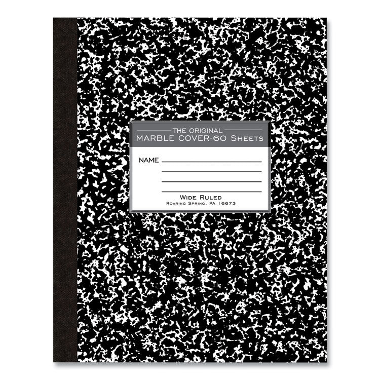 Roaring Spring® Flexible Cover Composition Notebook, Wide/Legal Rule, Black Marble Cover, (60) 10 x 8 Sheet, 72/CT, Ships in 4-6 Bus Days (ROA77505CS)