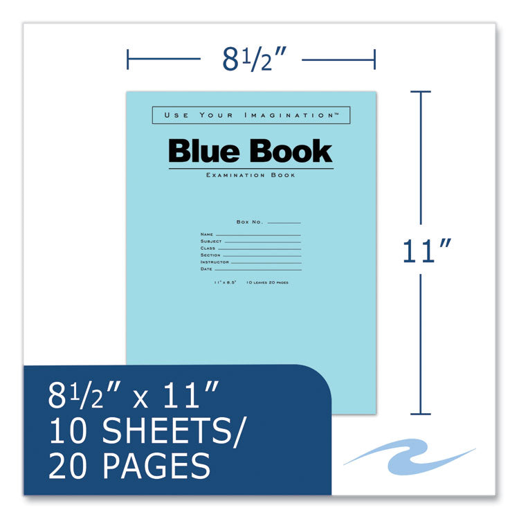 Roaring Spring® Examination Blue Book, Wide/Legal Rule, Blue Cover, (10) 11 x 8.5 Sheets, 300/Carton, Ships in 4-6 Business Days (ROA77518CS)