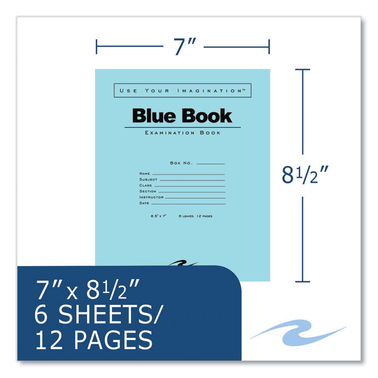 Roaring Spring® Examination Blue Book, Wide/Legal Rule, Blue Cover, (6) 8.5 x 7 Sheets, 1,000/Carton, Ships in 4-6 Business Days (ROA77511CS) Case of 1000