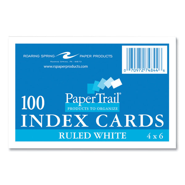 Roaring Spring® White Index Cards, Narrow Ruled, 4 x 6, 100 Cards, 36/Carton, Ships in 4-6 Business Days (ROA74844CS)