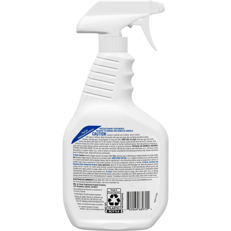 Clorox Healthcare® Bleach Germicidal Surface Disinfectant Cleaner Trigger Spray Liquid 32 oz. Bottle Fruity Floral Bleach Scent NonSterile (909774_CS) 6/CS