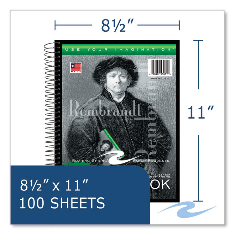 Roaring Spring® Sketch Book, 60-lb Drawing Paper Stock, Rembrandt Photography Cover, (100) 11 x 8.5 Sheets,12/CT, Ships in 4-6 Business Days (ROA53101CS) Case of 12