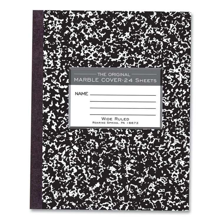 Roaring Spring® Flexible Cover Composition Notebook, Wide/Legal Rule, Black Marble Cover, (100) 8.5 x 7 Sheet, 144/CT, Ships in 4-6 Bus Days (ROA77331CS)