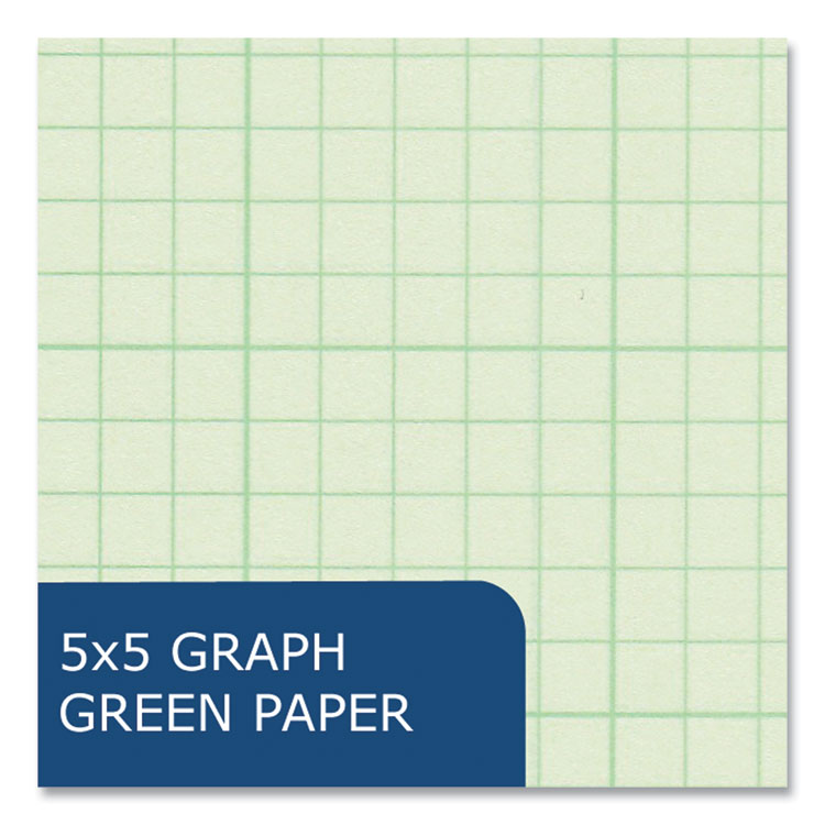 Roaring Spring® Engineer Pad, (1.25" Margin), Quad Rule (5 sq/in, 1 sq/in), 100 Lt Green 8.5x11 Sheets/Pad, 24/CT, Ships in 4-6 Business Days (ROA95582CS) Case of 24