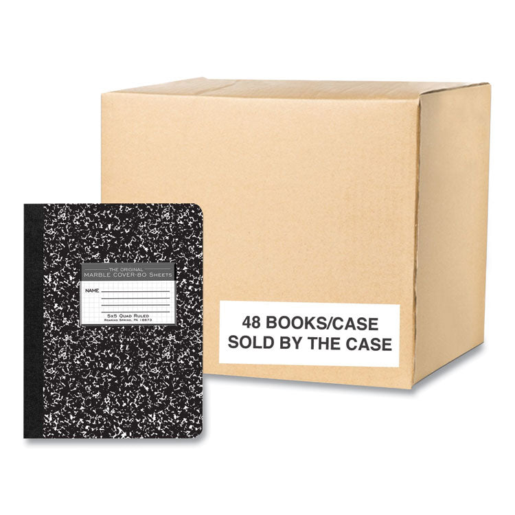 Roaring Spring® Hardcover Composition Book, Quadrille 5 sq/in Rule, Black Marble Cover, (80) 9.75 x 7.5 Sheet, 48/CT, Ships in 4-6 Bus Days (ROA77227CS)