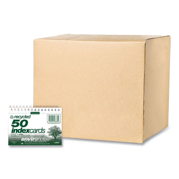 Roaring Spring® Environotes Wirebound Recycled Index Cards, Narrow Rule, 3 x 5, White, 50 Cards, 24/Carton, Ships in 4-6 Business Days (ROA28335CS)