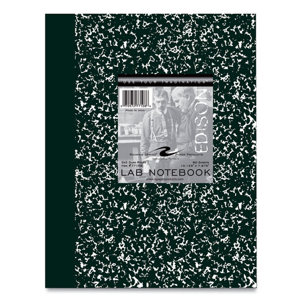Roaring Spring® Lab and Science Marble Notebook, Quadrille Rule (5 sq in), Green Marble Cover, (60) 10.13 x 7.88 Sheets, 24/Carton (ROA77108CS) Case of 24