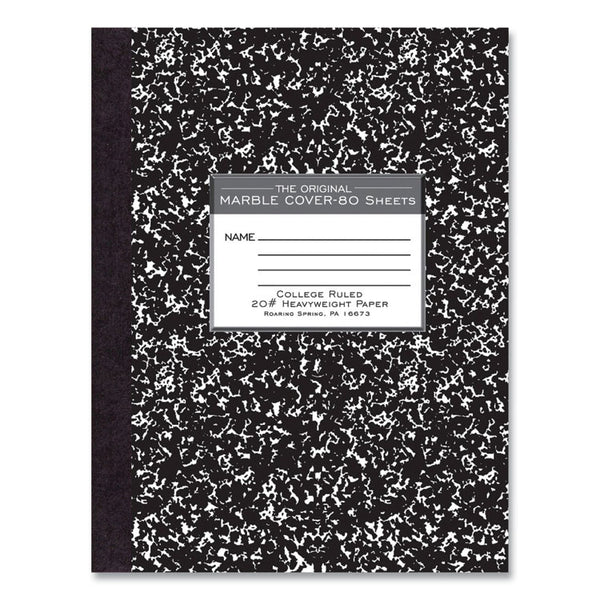 Roaring Spring® Hardcover Composition Book, Med/College Rule, Black Marble Cover, (80) 10.25 x 7.88 Sheet, 24/CT, Ships in 4-6 Bus Days (ROA77461CS)