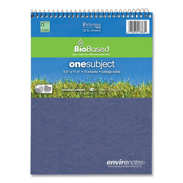 Roaring Spring® Earthtones BioBased Paper Notebook, 1-Subject, Medium/College Rule, Randomly Asst Covers, (70) 8.5 x 11.5 Sheets, 24/Carton (ROA13363CS)