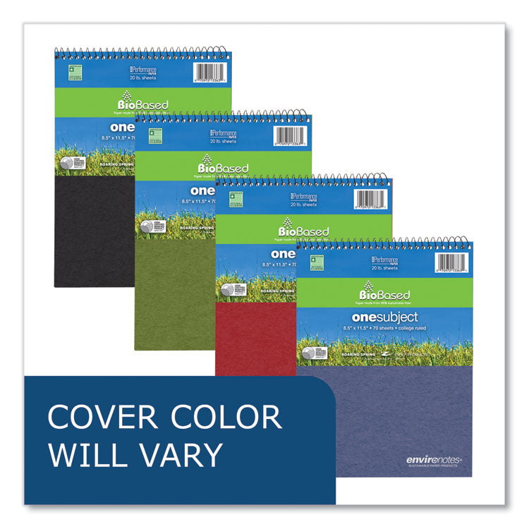 Roaring Spring® Earthtones BioBased Paper Notebook, 1-Subject, Medium/College Rule, Randomly Asst Covers, (70) 8.5 x 11.5 Sheets, 24/Carton (ROA13363CS) Case of 24