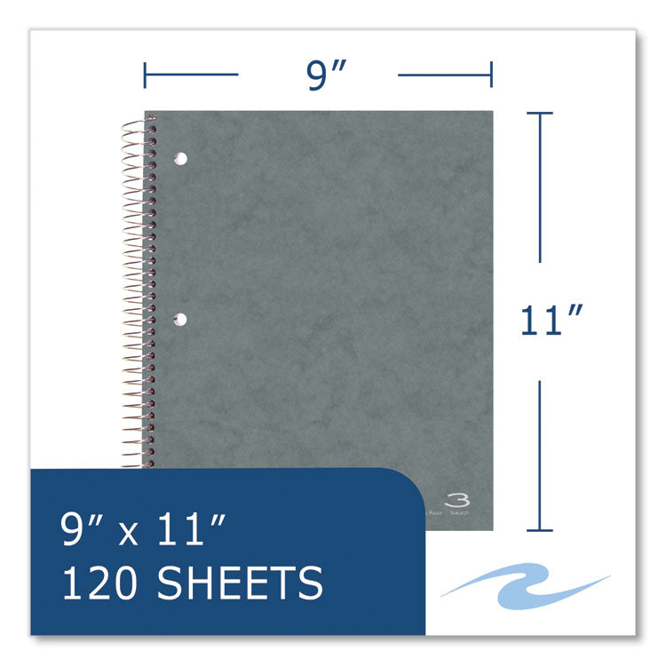 Roaring Spring® Subject Wirebound Notebook, 3-Subject, Medium/College Rule, Asst Cover, (120) 11 x 9 Sheets, 24/Carton, Ships in 4-6 Bus Days (ROA11384CS)