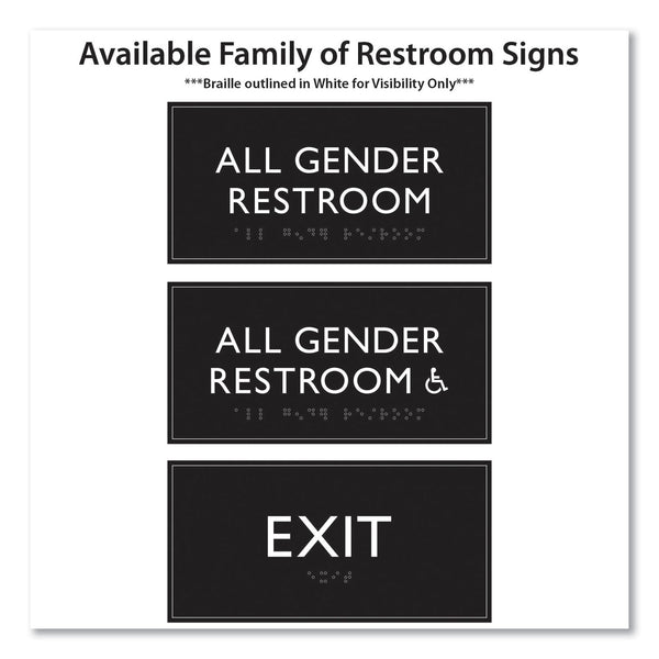 Headline Sign ADA Sign, All Gender Restroom Accessible, Plastic, 4 x 4, Clear/White (USS69921) Each