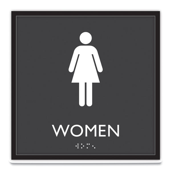 Headline Sign ADA Sign, Women, Plastic, 8 x 8, Clear/White (USS66912) Each