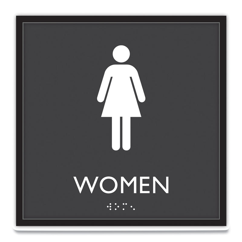 Headline Sign ADA Sign, Women, Plastic, 8 x 8, Clear/White (USS66912) Each
