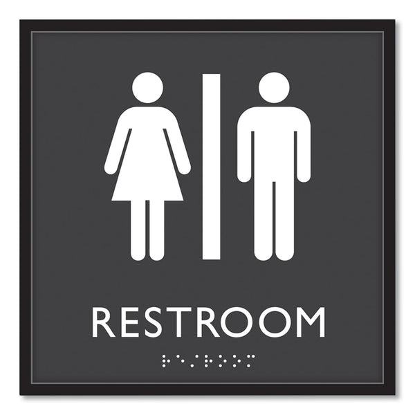 Headline Sign ADA Sign, Unisex Restroom, Plastic, 8 x 8, Clear/White (USS66910) Each