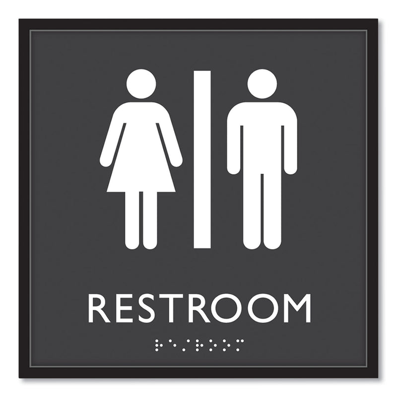 Headline Sign ADA Sign, Unisex Restroom, Plastic, 8 x 8, Clear/White (USS66910) Each