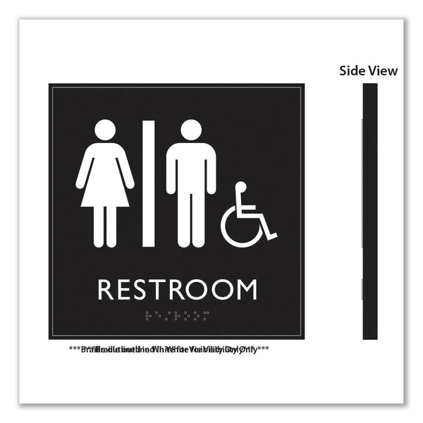 Headline Sign ADA Sign, Unisex Accessible Restroom, Plastic, 8 x 8, Clear/White (USS66911) Each