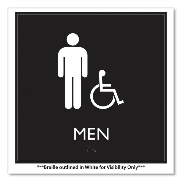 Headline Sign ADA Sign, Men Accessible, Plastic, 8 x 8, Clear/White (USS66915) Each