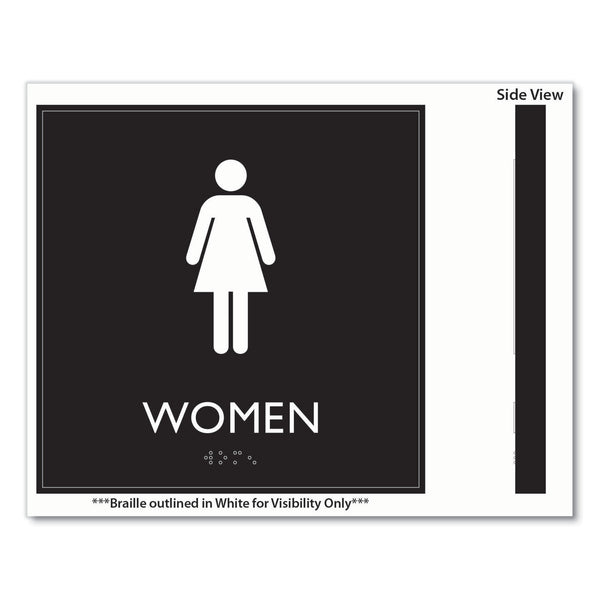 Headline Sign ADA Sign, Women, Plastic, 8 x 8, Clear/White (USS66912) Each