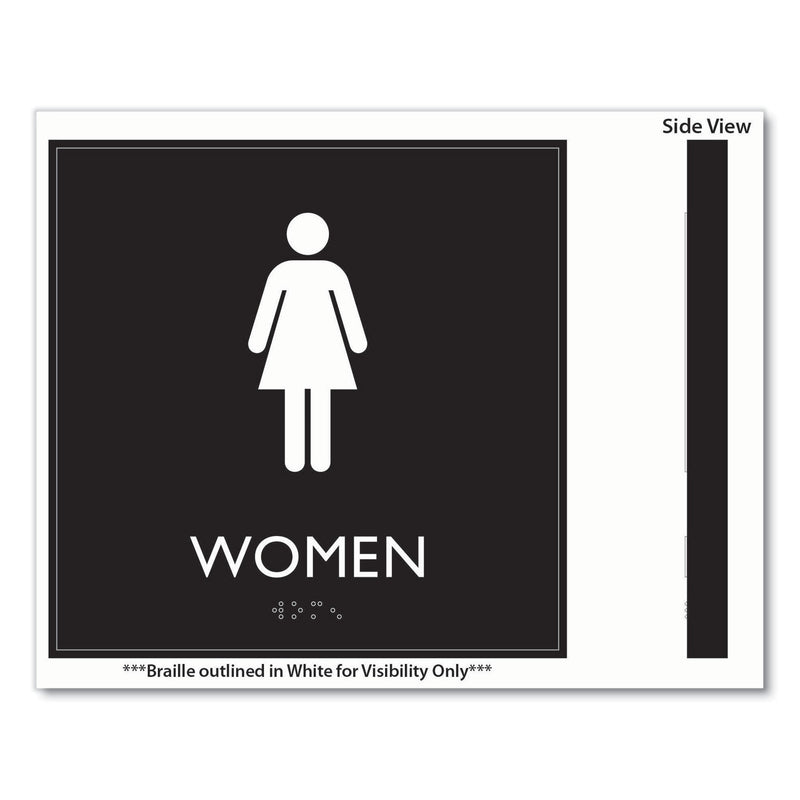 Headline Sign ADA Sign, Women, Plastic, 8 x 8, Clear/White (USS66912) Each