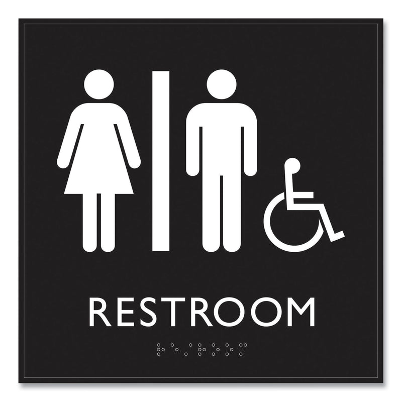 Headline Sign ADA Sign, Unisex Accessible Restroom, Plastic, 8 x 8, Clear/White (USS66911) Each