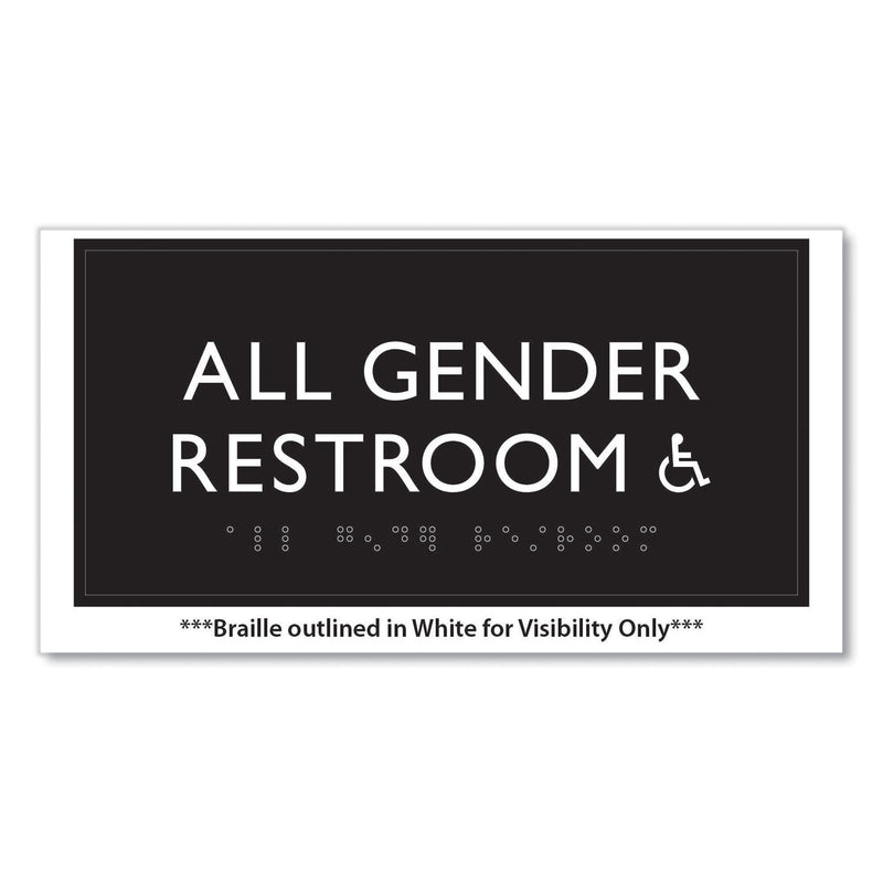 Headline Sign ADA Sign, All Gender Restroom Accessible, Plastic, 4 x 4, Clear/White (USS69921) Each