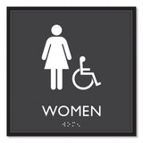 Headline Sign ADA Sign, Women Accessible, Plastic, 8 x8, Clear/White (USS66913) Each