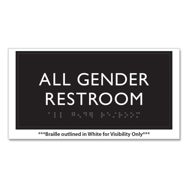Headline Sign ADA Sign, All Gender Restroom, Plastic, 4 x 4, Clear/White (USS69920) Each