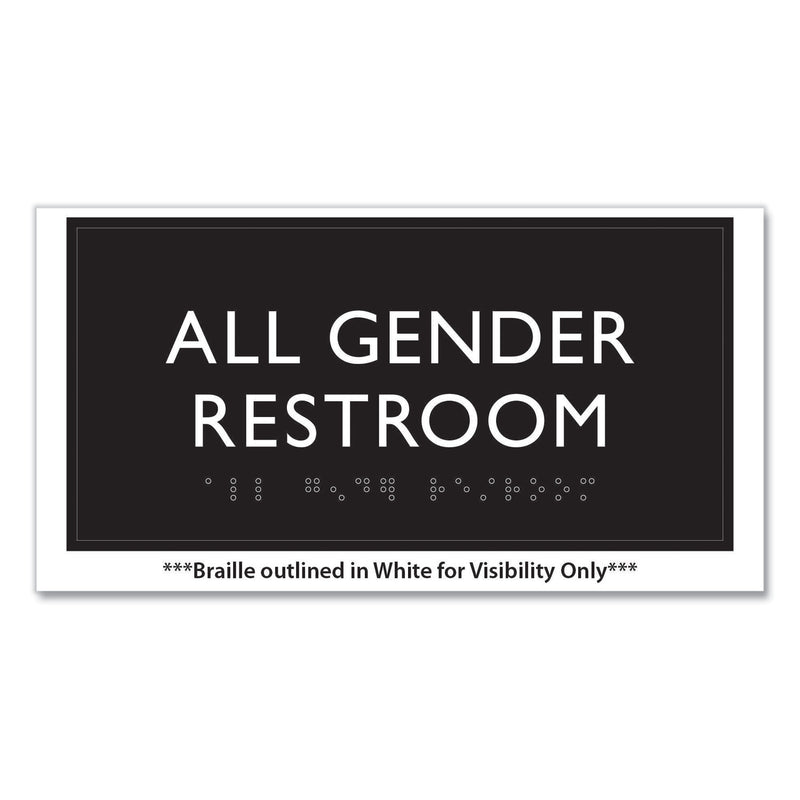 Headline Sign ADA Sign, All Gender Restroom, Plastic, 4 x 4, Clear/White (USS69920) Each