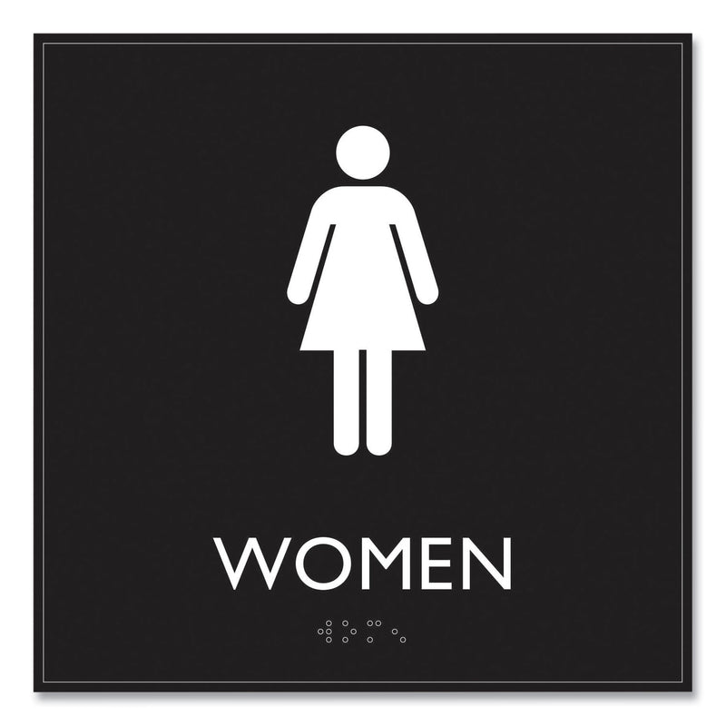 Headline Sign ADA Sign, Women, Plastic, 8 x 8, Clear/White (USS66912) Each