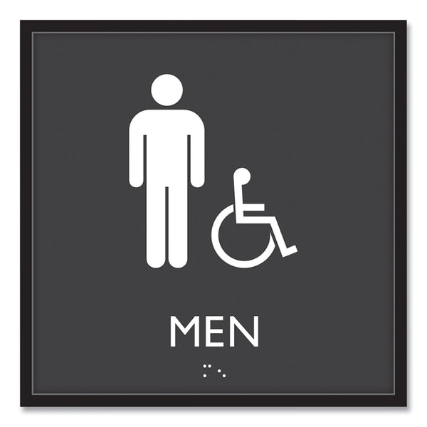 Headline Sign ADA Sign, Men Accessible, Plastic, 8 x 8, Clear/White (USS66915) Each