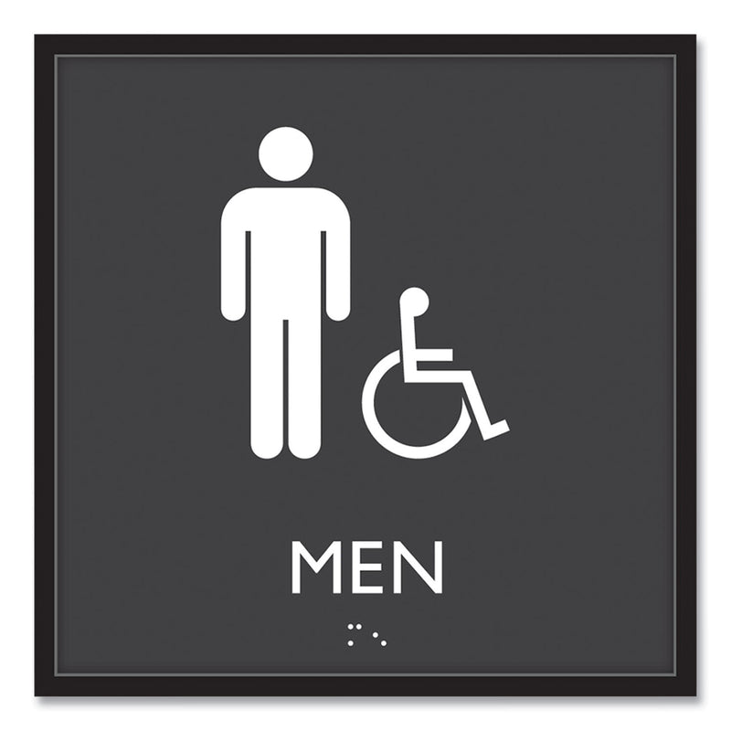 Headline Sign ADA Sign, Men Accessible, Plastic, 8 x 8, Clear/White (USS66915) Each