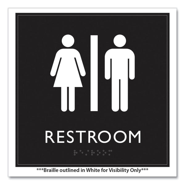 Headline Sign ADA Sign, Unisex Restroom, Plastic, 8 x 8, Clear/White (USS66910) Each