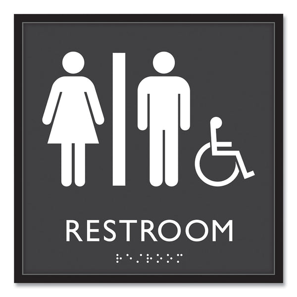 Headline Sign ADA Sign, Unisex Accessible Restroom, Plastic, 8 x 8, Clear/White (USS66911) Each